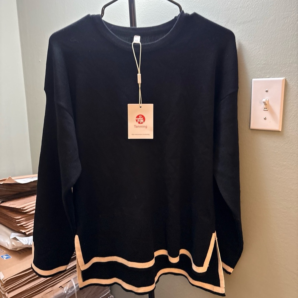 Blue and Cream Crew Neck SweaterSize XS NWT